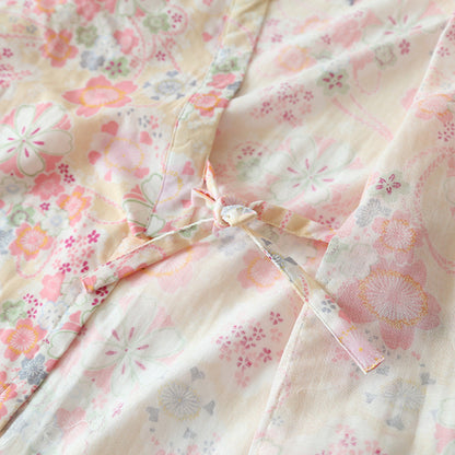 Ownkoti Floral Cotton Gauze Kimono Loungewear Set - Elegant and Comfortable Lounge Essential