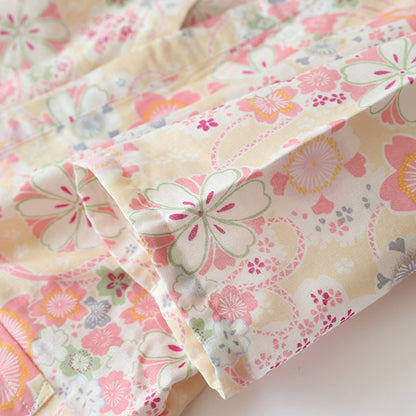 Ownkoti Floral Cotton Gauze Kimono Loungewear Set - Elegant and Comfortable Lounge Essential