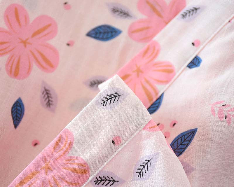 Floral Double Layer Cotton Gauze Stylish Nightdress