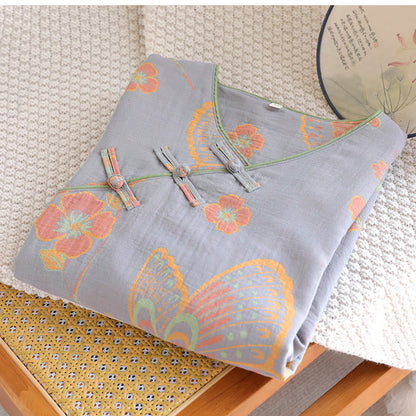 Pure Cotton Elegant Butterfly & Flower Nightdress - Comfortable and Stylish Sleepwear