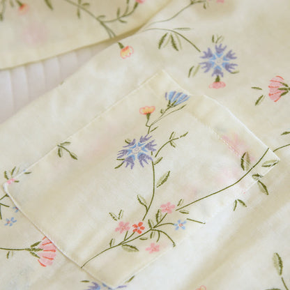 Floral Cotton Gauze Kimono Pajama Set for Elegant Comfort