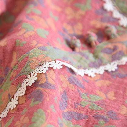 Cotton Gauze Jacquard Butterfly Pajama Set for Women