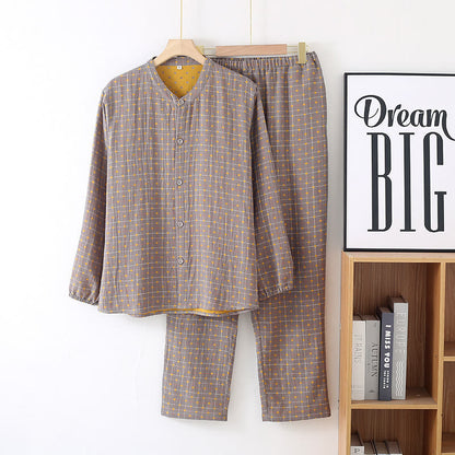 Diffuse Cotton Gauze Pajama Set - Comfortable Button-Down Sleepwear