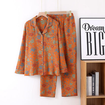 Vintage Floral Cotton Gauze Pajama Set for Stylish Comfort