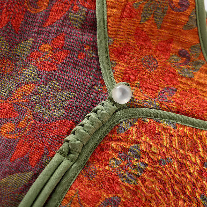 Floral Frog Closure Cotton Gauze Pajama Set for Stylish Comfort