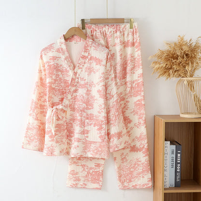 Fresh Cotton Gauze Kimono Pajama Set for Ultimate Comfort