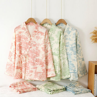 Fresh Cotton Gauze Kimono Pajama Set for Ultimate Comfort