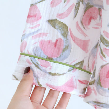 Floral Tulip Cotton Gauze Pajama Set – Cozy and Stylish Sleepwear for Ultimate Comfort