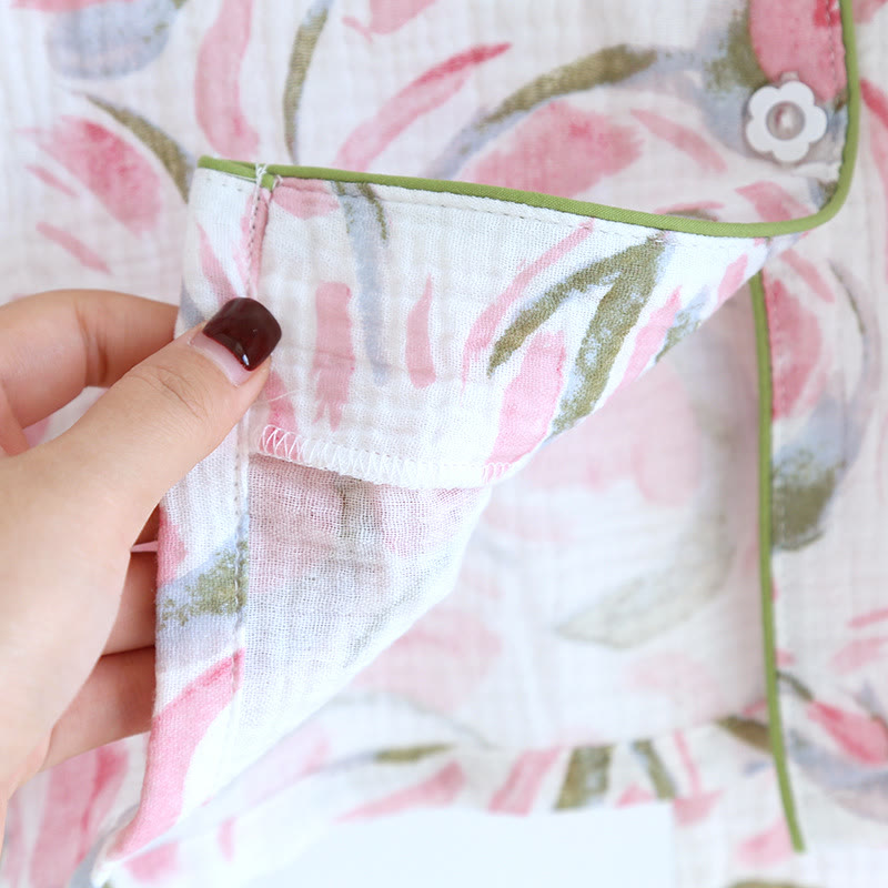Floral Tulip Cotton Gauze Pajama Set – Cozy and Stylish Sleepwear for Ultimate Comfort