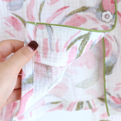 Floral Tulip Cotton Gauze Pajama Set – Cozy and Stylish Sleepwear for Ultimate Comfort