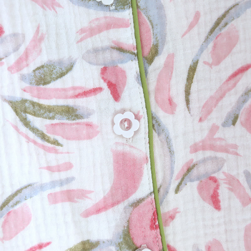 Floral Tulip Cotton Gauze Pajama Set – Cozy and Stylish Sleepwear for Ultimate Comfort