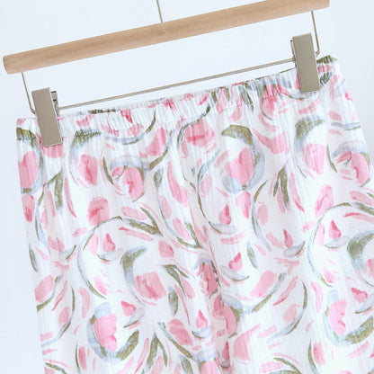 Floral Tulip Cotton Gauze Pajama Set – Cozy and Stylish Sleepwear for Ultimate Comfort