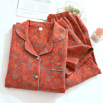 Ownkoti Elegance Rose Flower Cotton Pajama Set for Comfortable Nightwear