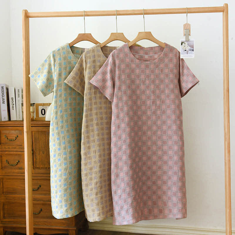 Ownkoti 100% Cotton Jacquard Nightgown with Colored Stripes for Ultimate Comfort