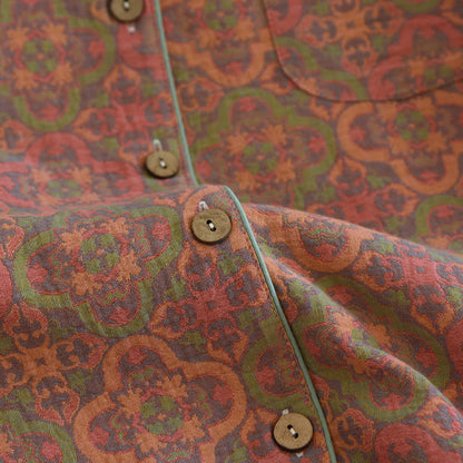 Ownkoti Vintage Jacquard Cozy Cotton Loungewear Set