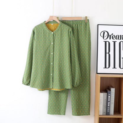Diffuse Cotton Gauze Pajama Set - Comfortable Button-Down Sleepwear