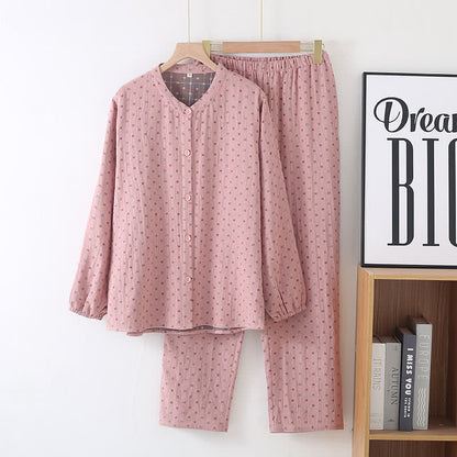 Diffuse Cotton Gauze Pajama Set - Comfortable Button-Down Sleepwear