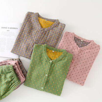 Diffuse Cotton Gauze Pajama Set - Comfortable Button-Down Sleepwear