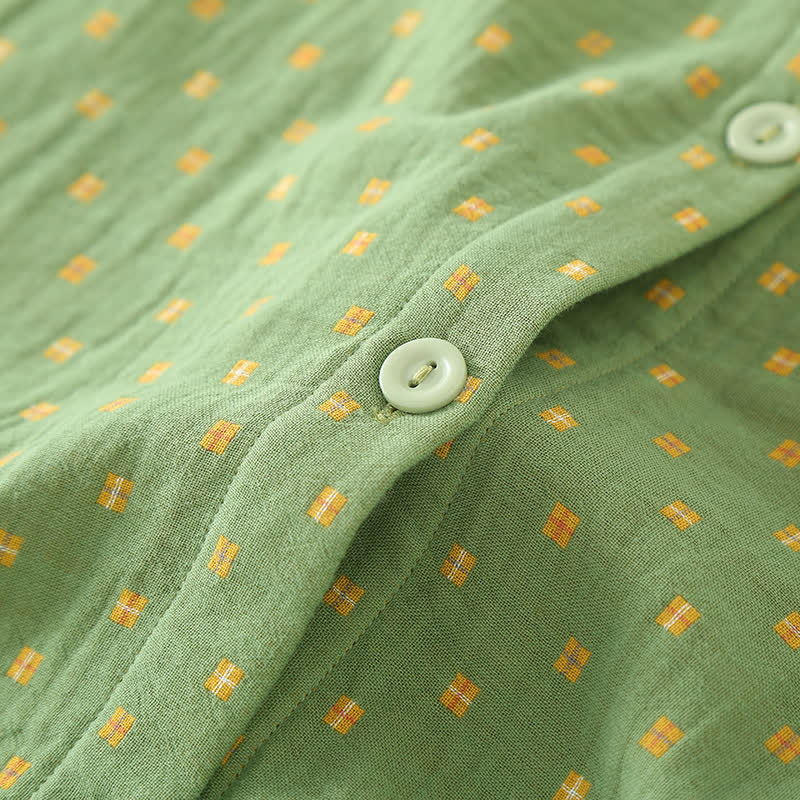 Diffuse Cotton Gauze Pajama Set - Comfortable Button-Down Sleepwear