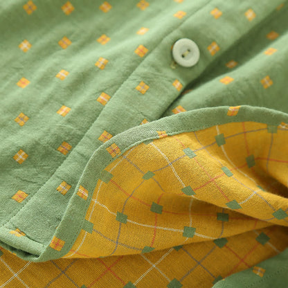 Diffuse Cotton Gauze Pajama Set - Comfortable Button-Down Sleepwear