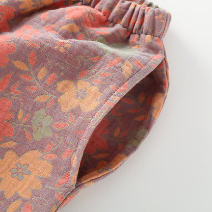 Vintage Floral Cotton Gauze Pajama Set for Stylish Comfort