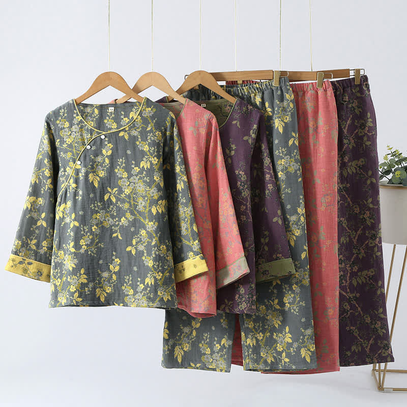 Ownkoti Vintage Jacquard Pure Cotton Loungewear Set for Ultimate Comfort