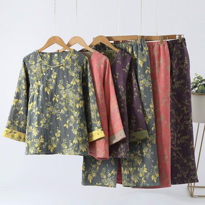 Ownkoti Vintage Jacquard Pure Cotton Loungewear Set for Ultimate Comfort