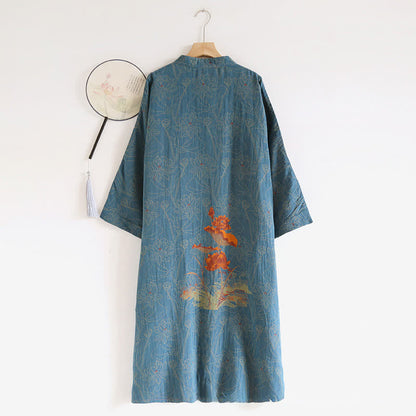 Ownkoti Vintage Lotus Cotton Nightgown made from Double Gauze for Comfortable Sleep
