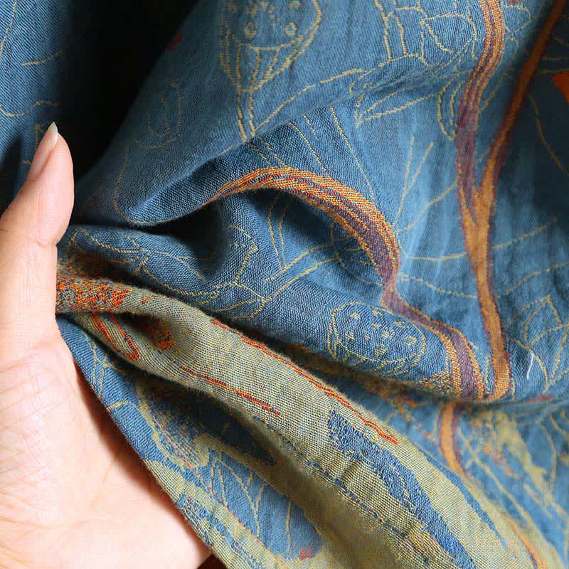 Ownkoti Vintage Lotus Cotton Nightgown made from Double Gauze for Comfortable Sleep