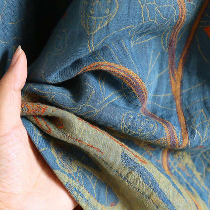 Ownkoti Vintage Lotus Cotton Nightgown made from Double Gauze for Comfortable Sleep