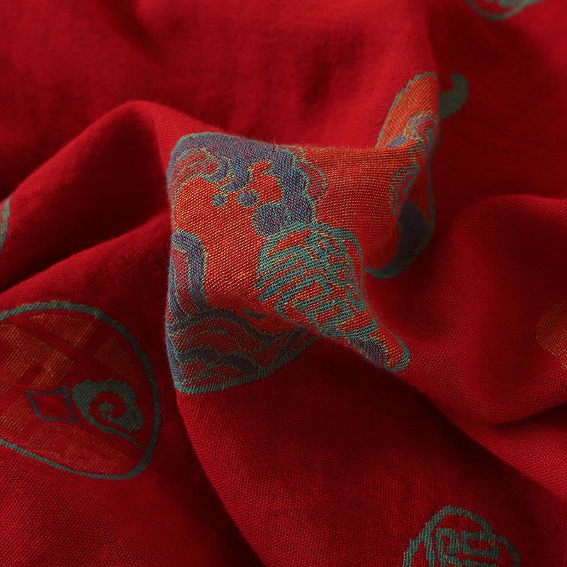 Ownkoti Oriental Style Short Persimmon Cotton Pajama