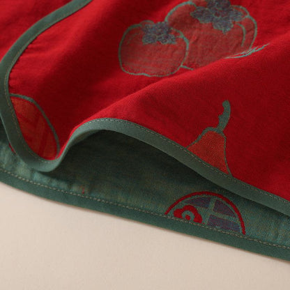 Ownkoti Oriental Style Short Persimmon Cotton Pajama