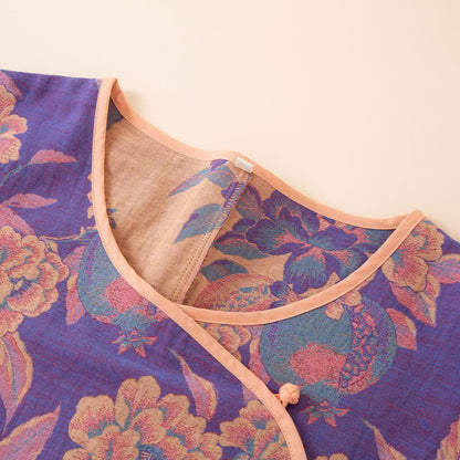 Ownkoti Oriental Style Peony & Pomegranate Cotton Sleepwear for Comfortable Night's Rest