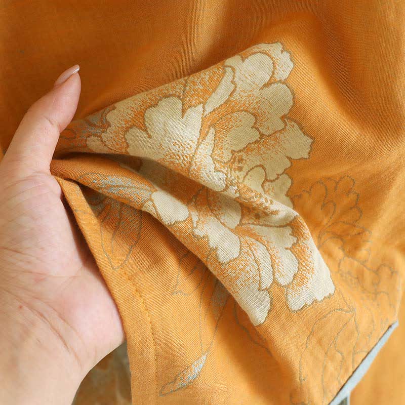 Ownkoti Peony Butterfly Elegant Jacquard Cotton Gauze Pajamas