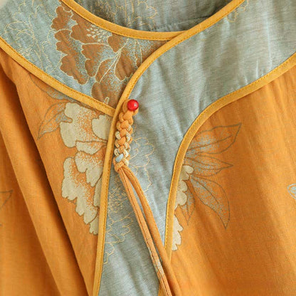 Ownkoti Peony Butterfly Elegant Jacquard Cotton Gauze Pajamas