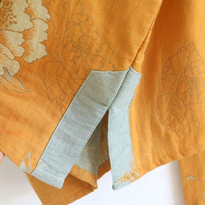 Ownkoti Peony Butterfly Elegant Jacquard Cotton Gauze Pajamas