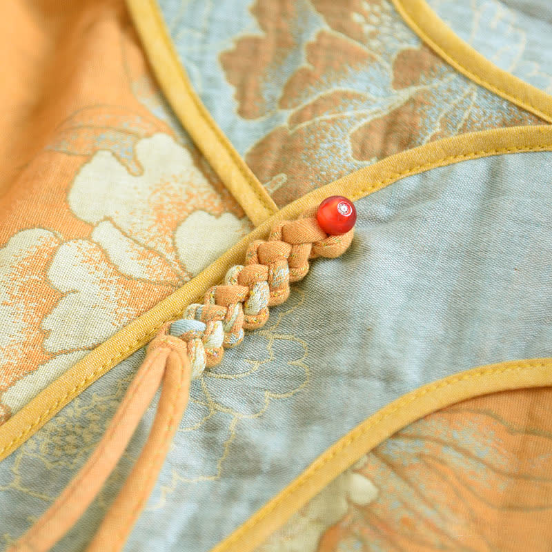 Ownkoti Peony Butterfly Elegant Jacquard Cotton Gauze Pajamas