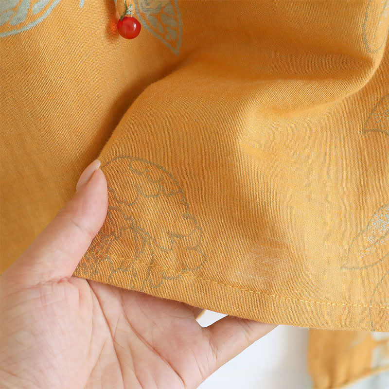 Ownkoti Peony Butterfly Elegant Jacquard Cotton Gauze Pajamas