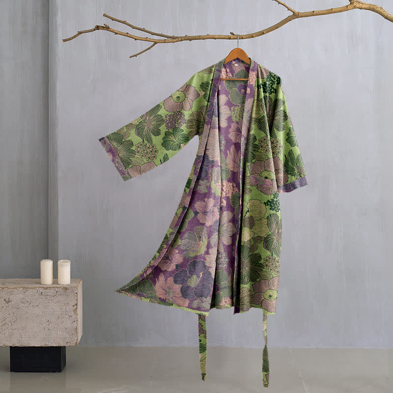 Ownkoti Patch Floral Cotton Gauze Kimono Shirt