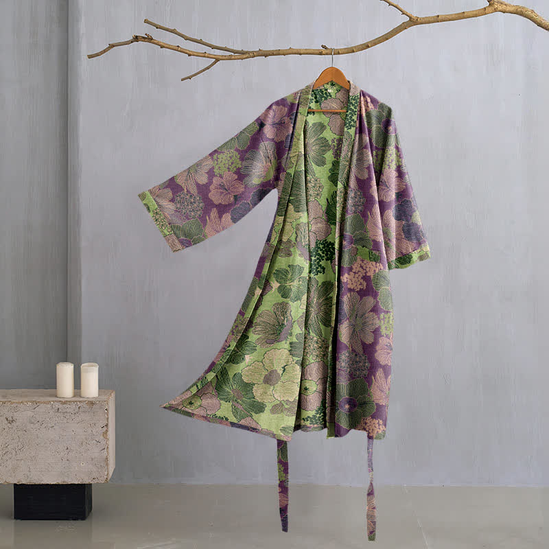 Ownkoti Patch Floral Cotton Gauze Kimono Shirt