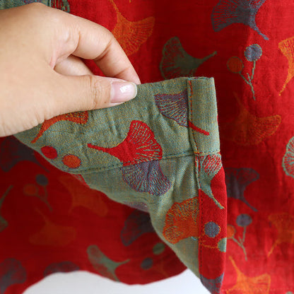 Ownkoti Two-Tone Cotton Voile Kimono with Ginkgo for Elegant Style