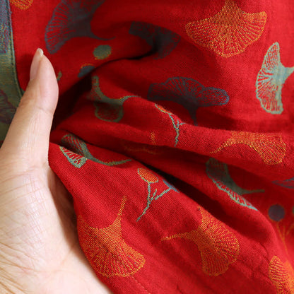 Ownkoti Two-Tone Cotton Voile Kimono with Ginkgo for Elegant Style