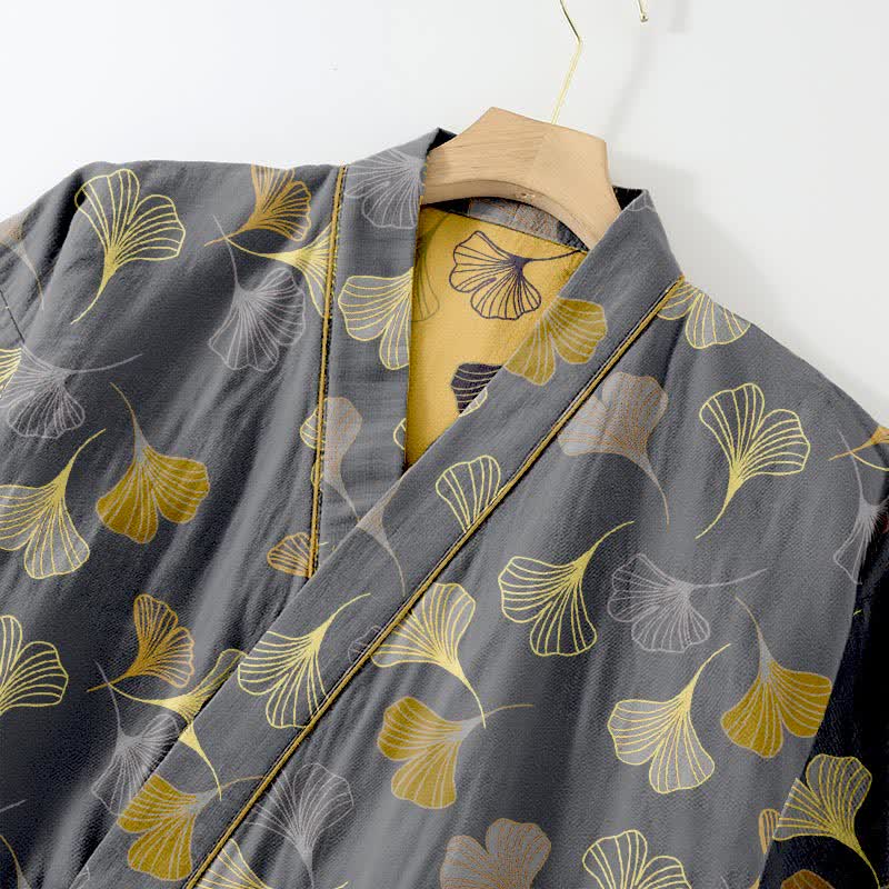 Ownkoti Ginkgo Cotton Gauze Kimono Loungewear Set - Comfort and Style in One