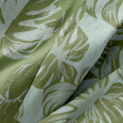 Ownkoti Monstera Print Cotton Gauze Kimono Robe for Stylish Comfort