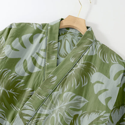 Ownkoti Monstera Cotton Gaze Kimono Lounge Wear Set