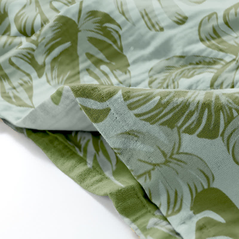 Ownkoti Monstera Cotton Gaze Kimono Lounge Wear Set