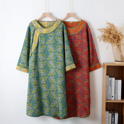 Cotton Jacquard Cotton Dress with Floral Design for Night