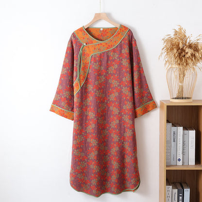 Cotton Jacquard Cotton Dress with Floral Design for Night