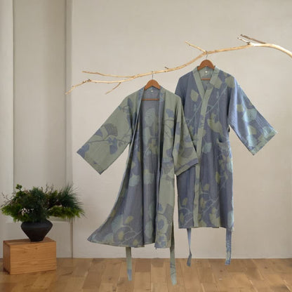 Ownkoti Organic Ginkgo Leaf Kimono Cotton Dress Natural