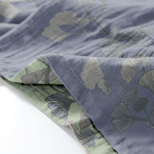 Ownkoti Organic Cotton Kimono with Ginkgo Leaves - Comfortable Loungewear